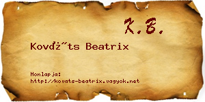 Kováts Beatrix névjegykártya